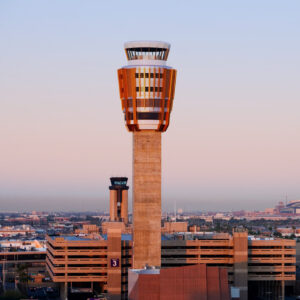 Dawn photo of Tower at Phoenix Sky Harbor International Airport, Phoenix, Arizona.