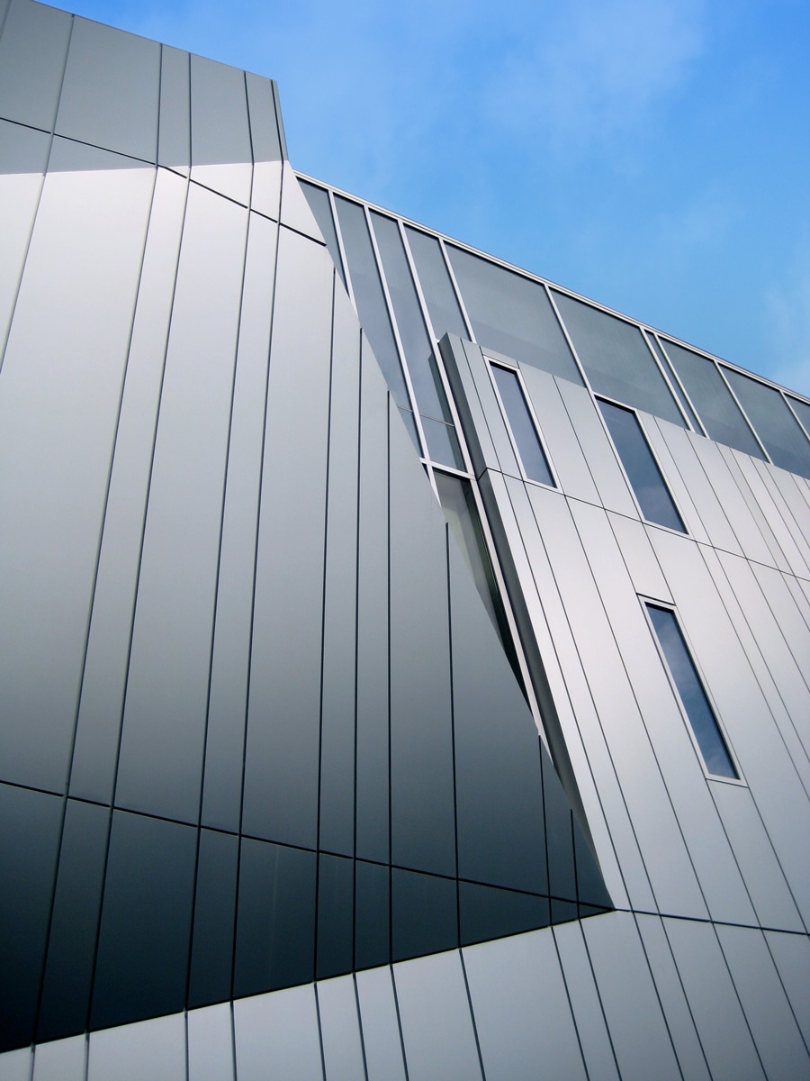 Detail image of Oberlin College – Phyllis Litoff Building in Oberlin, Ohio. Architectural rainscreen by Riverside Group.