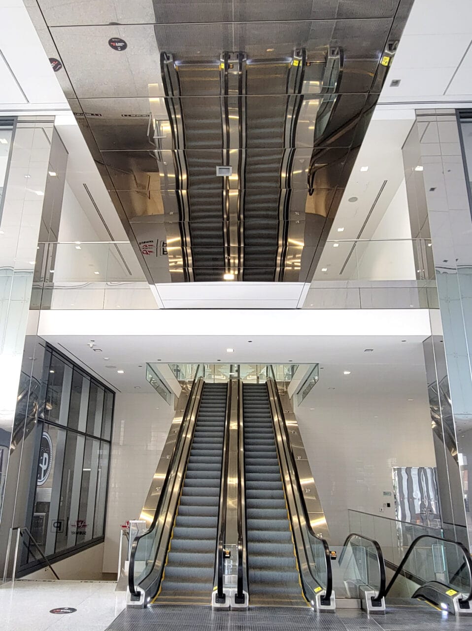 Interior escalator photo at Vaughan Metropolitan Centre in Vaughan, Ontario.