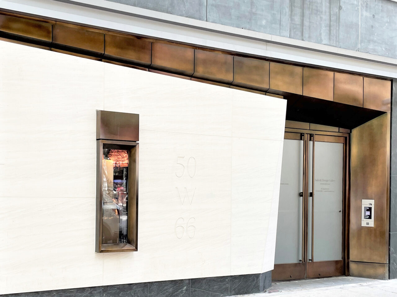 Exterior image of Snohetta sales office at 36 West 66th St, New York, New York.